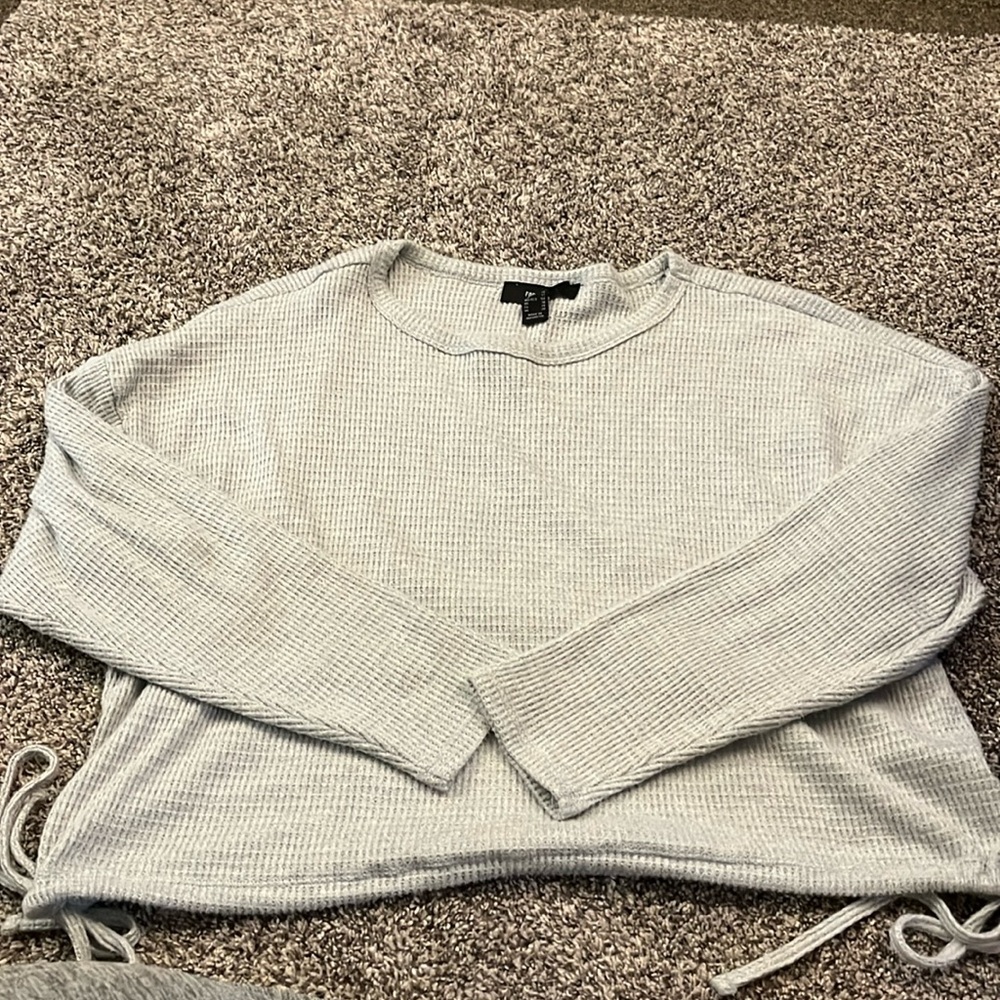 Waffle knit tie sweater